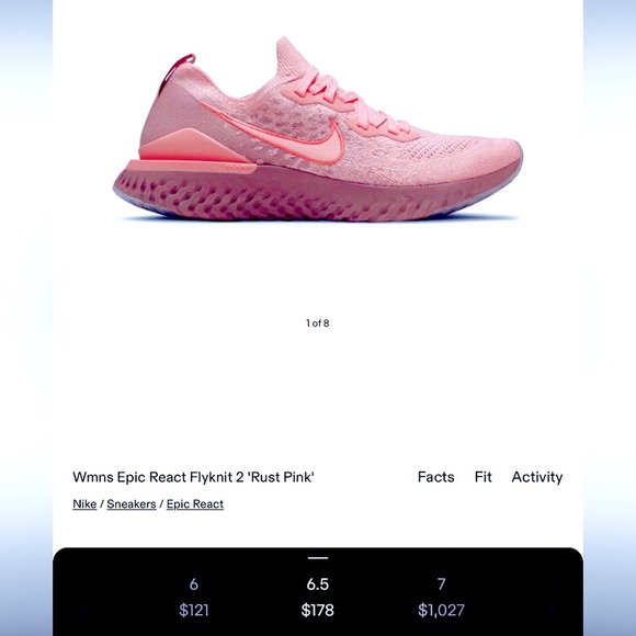 Women’s Nike Epic React Flyknit 2 Rust Pink | Size: 6.5 - Picture 2 of 7